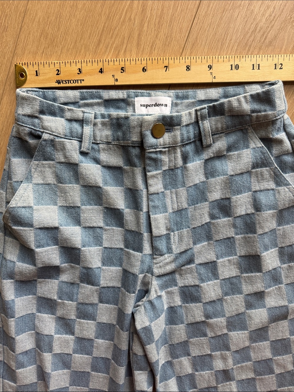 superdown Jules Checkered Jeans Blue Size XXS - Picture 11 of 13